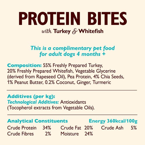 Lily's Kitchen Turkey & Whitefish Protein Bites For Dogs 