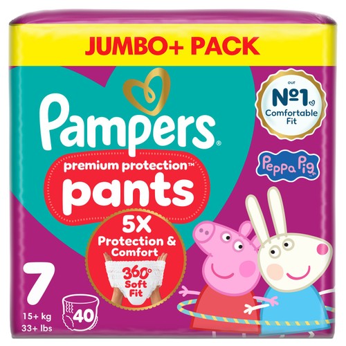Pampers Premium Protection Nappy Pants Size 7, 40 Nappies Jumbo+ Pack