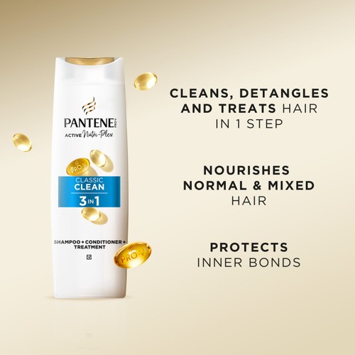 Pantene Classic Clean 3 in 1 Pro-V Shampoo 400ml