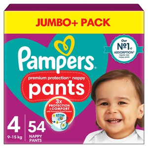 Pampers Premium Protection Nappy Pants Size 4, 54 Nappies Jumbo+ Pack 54 per pack