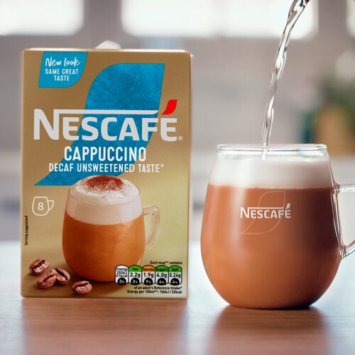 Nescafe Gold Cappuccino Decaf Unsweetened Instant Coffee 8 x Sachets