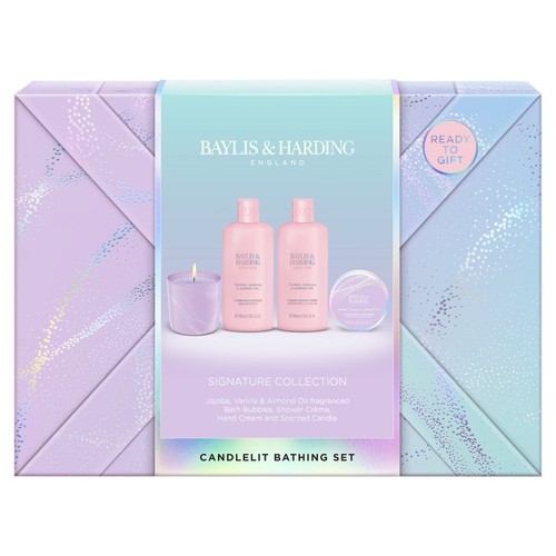 Baylis & Harding Jojoba Vanilla & Almond Oil Gift Wrapped Candle Set