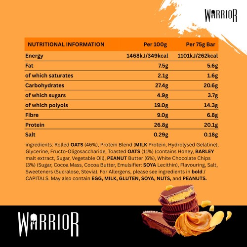 Warrior Raw Protein Flapjack Chocolate Peanut Butter 