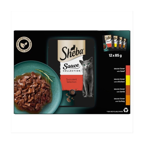 Sheba Sauce Collection Wet Cat Food Pouches Succulent In Gravy 12x85g