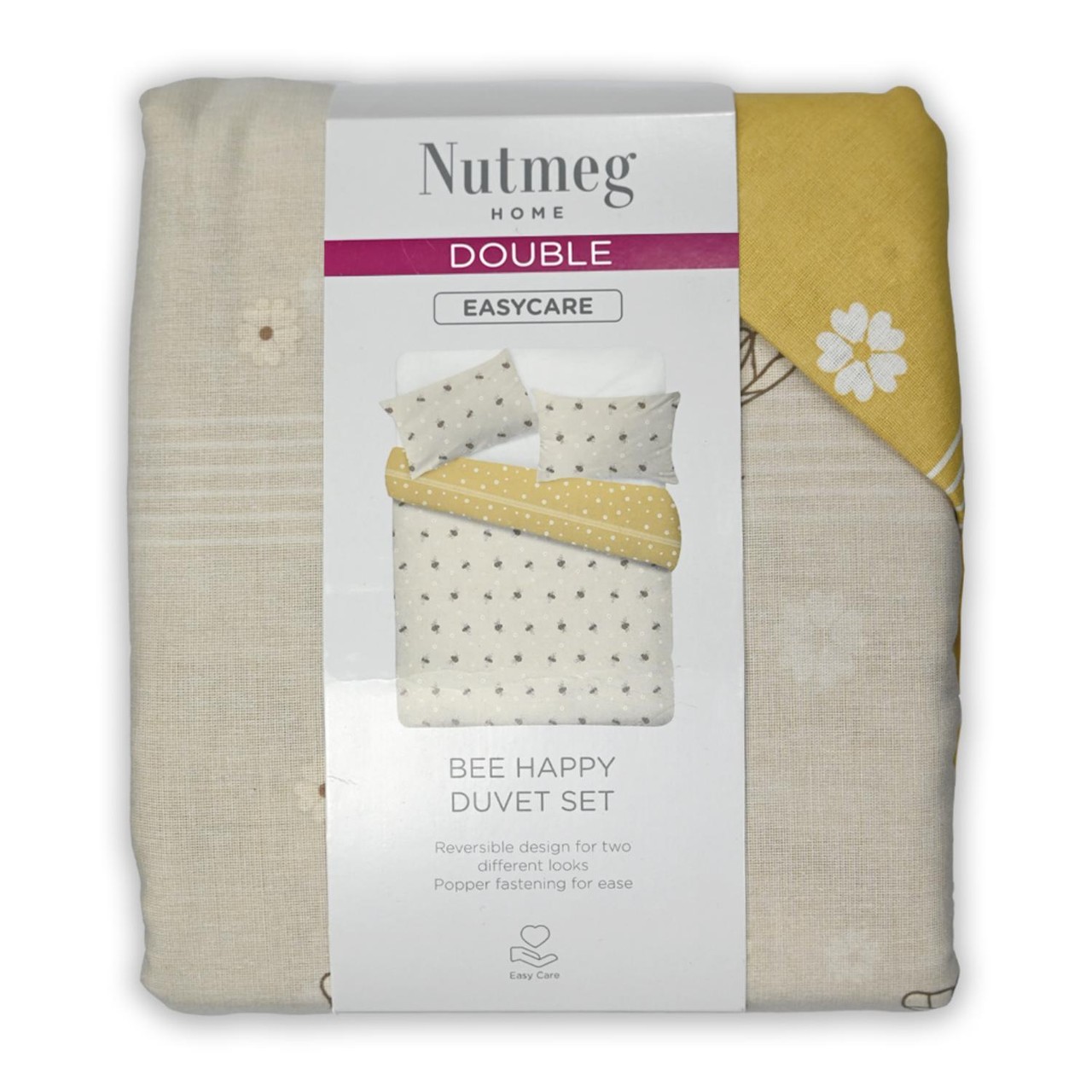 Nutmeg Home Easy Care Bee Happy Double Duvet Set