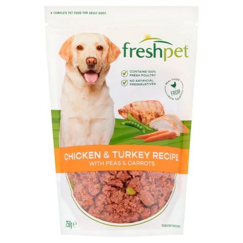 Freshpet Chicken & Turkey With Peas & Carrots Fresh Dog Food Meal 750g