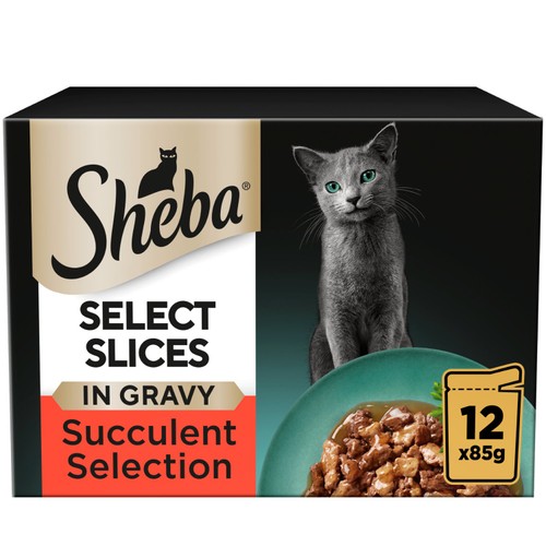 Sheba Select Slices Wet Cat Food Pouches Succulent in Gravy 12x85g
