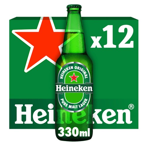 Heineken Original Premium Lager Beer 5% ABV Bottles 12x330ml