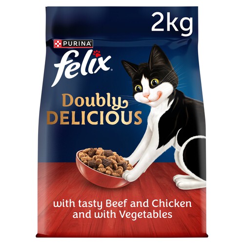 Felix Doubly Delicious Beef Chicken & Vegetables Dry Cat Food 