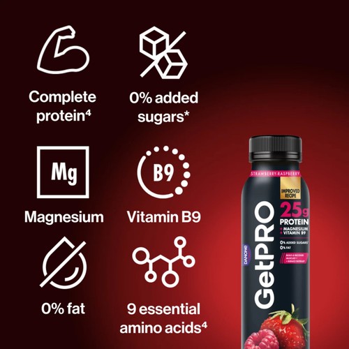 GetPro Strawberry & Raspberry High Protein Yoghurt Drink 