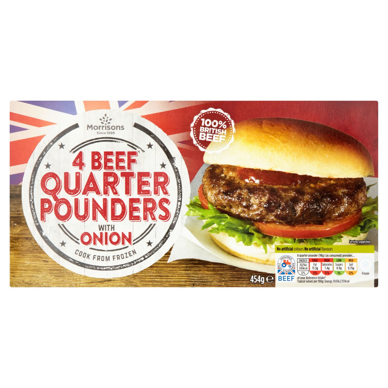 Morrisons Beef Quarter Pound Burger with Onion Morrisons Online