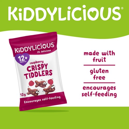 Kiddylicious Raspberry Crispy Tiddlers Baby Snacks 