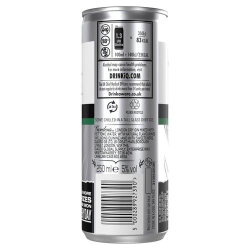 Gordon's London Dry Gin and Slimline Tonic Ready to Drink  Can