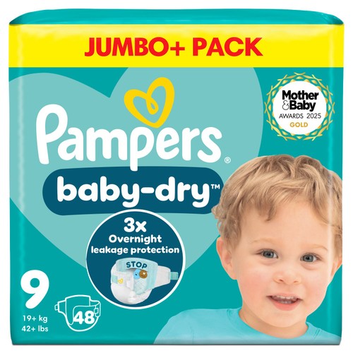 Pampers Baby-Dry Size 9 48 Nappies 19kg+ Jumbo Pack