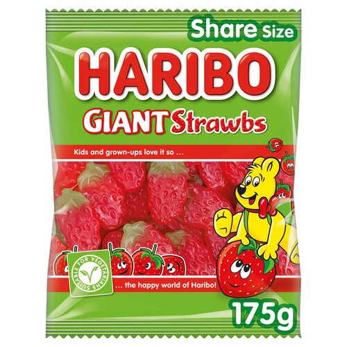 Haribo Giant Strawbs Vegetarian Sweets Share Bag