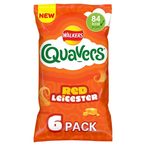 Walkers Quavers Red Leicester Cheese Multipack Crisps Snacks 6x16g