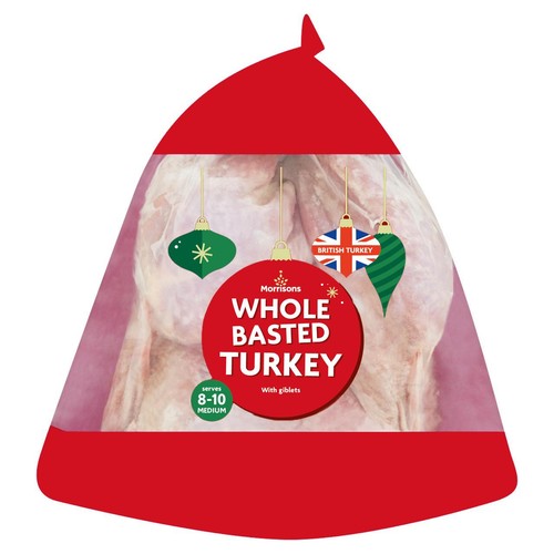 Morrisons Frozen Medium Whole Basted Turkey With Giblets 3.9-5.29 kg