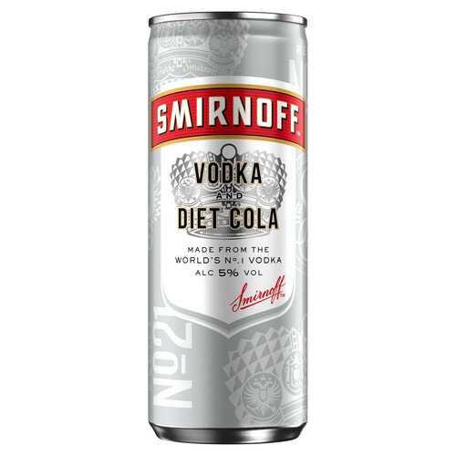  Smirnoff No.21 Vodka and Diet Cola 5% vol Ready to Drink Premix  Can