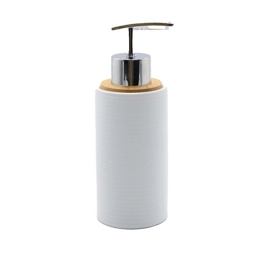 Morrisons White Ceramic & Wood Soap Dispenser