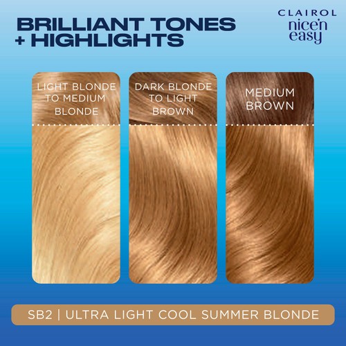 Clairol Nice'N Easy Creme Permanent Hair Dye Sb2 Ultra Light Cool Blonde
