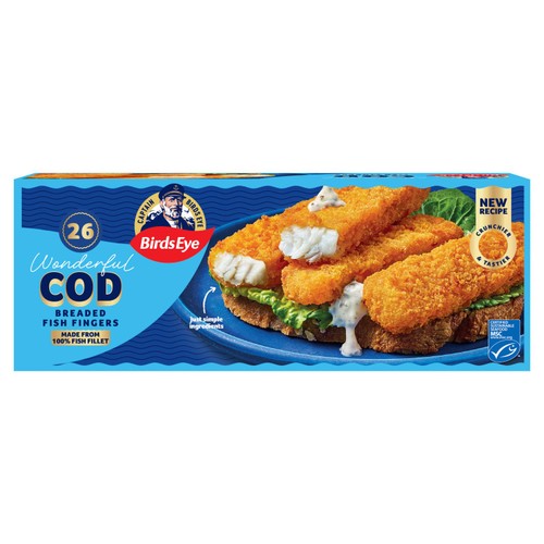 Birds Eye 26 Breaded Cod Fish Fingers    780g
