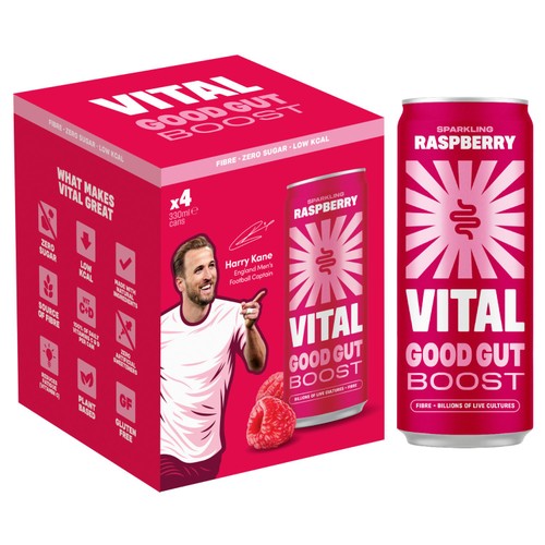 VITAL Gut Healthy Sparkling Raspberry Soda   4 x 335ml
