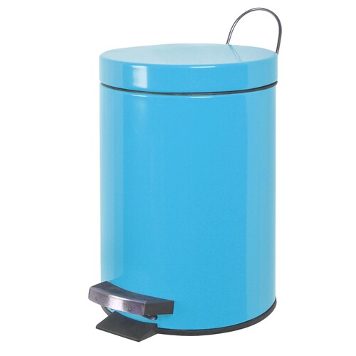 Jonas Round Pedal Bin 3l Metal Blue