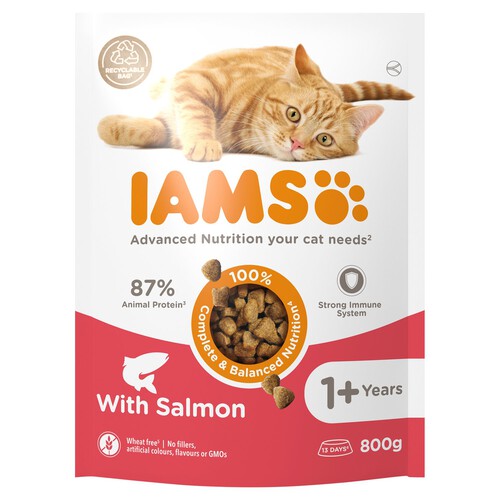 Iams For Vitality Cat Adult 1+ Years With Salmon 