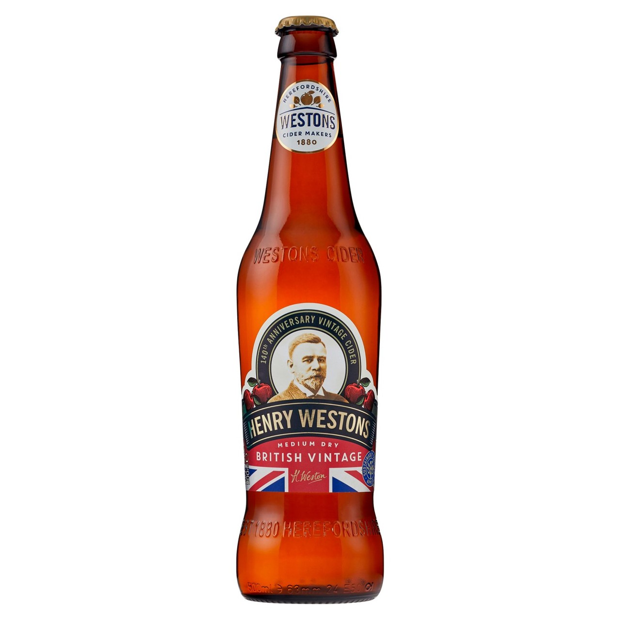Henry Westons Medium Dry British Vintage Cider Bottle 500ml