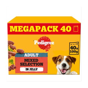 Pedigree Adult Wet Dog Food Pouches Mixed Variety in Jelly 40 x 100g