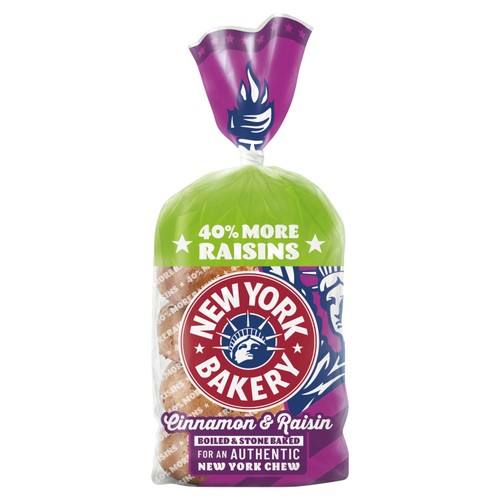 New York Bakery Co. Cinnamon & Raisin Bagels 5 Pack