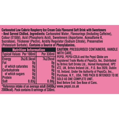 Pepsi Raspberry Ripple 8 x 330ml