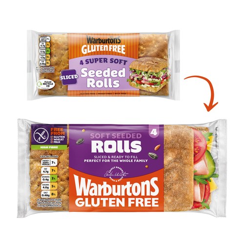 Warburtons Gluten Free Soft Sliced Seeded Rolls 4 Pack