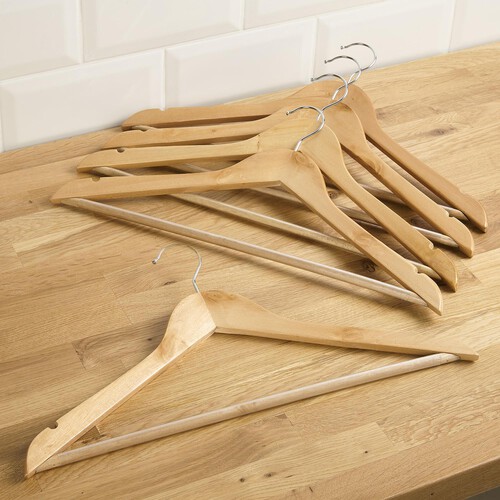 Morrisons Wooden Coat Hangers 5Pk