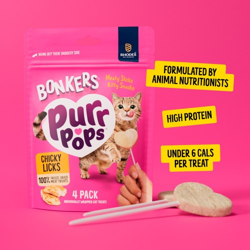 Bonkers PurrPops Chicky Licks Freeze Dried Cat Treats   4 Pack