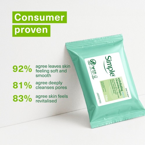 Simple Exfoliating Facial Wipes 20 Wipes