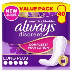 Always Discreet Adult Incontinence Liners Long Plus Value Pack 40 Pack