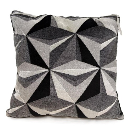 Home Style Geo Velvet Cushion Dark Grey 48X48Cm