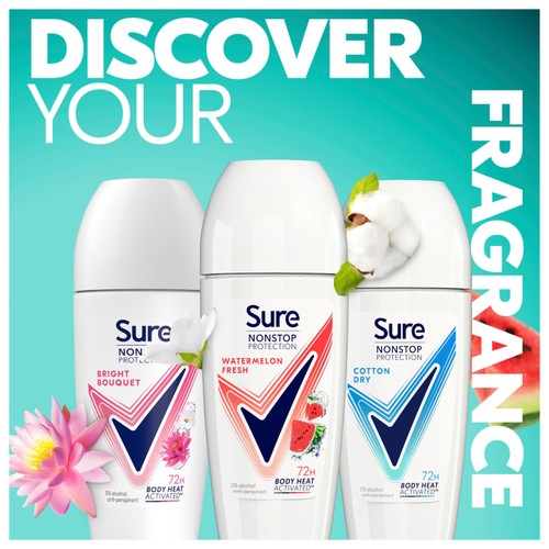Sure Antiperspirant Deodorant Roll On Nonstop Uplifting & Fresh 50ml