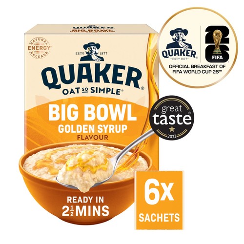 Quaker Oat So Simple Big Bowl Golden Syrup Porridge Sachets