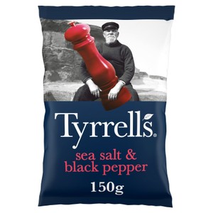 Tyrrells Sea Salt and Black Pepper Potato Chips 150g