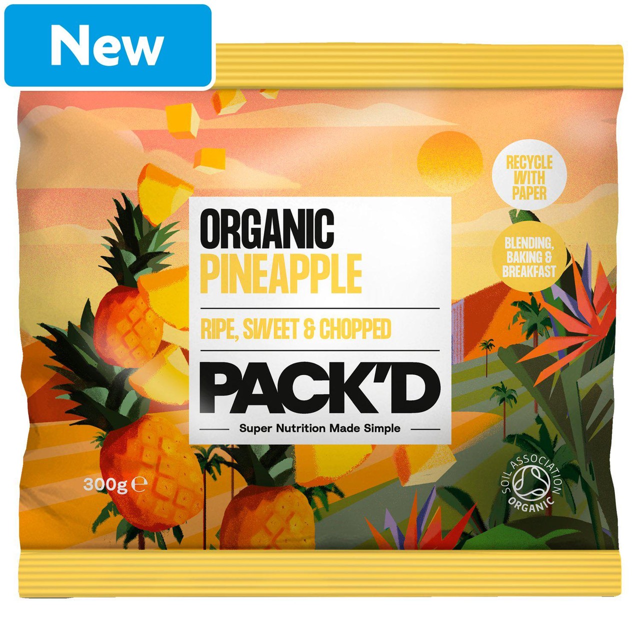 Pack'D Organic & Chopped Pineapple 300g