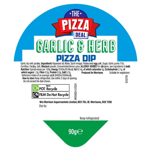 Morrisons The Big Pizza Deal Garlic & Herb Pizza Dip 