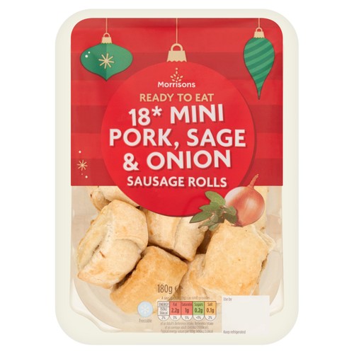 Morrisons 18 Mini Pork, Sage & Onion Sausage Rolls 180g