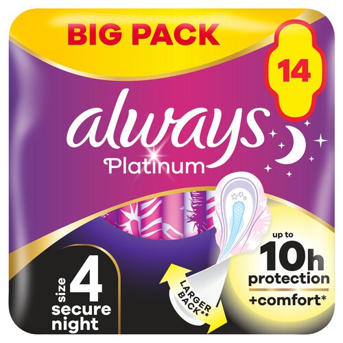 Always Platinum Night Sanitary Pads (Size 4)