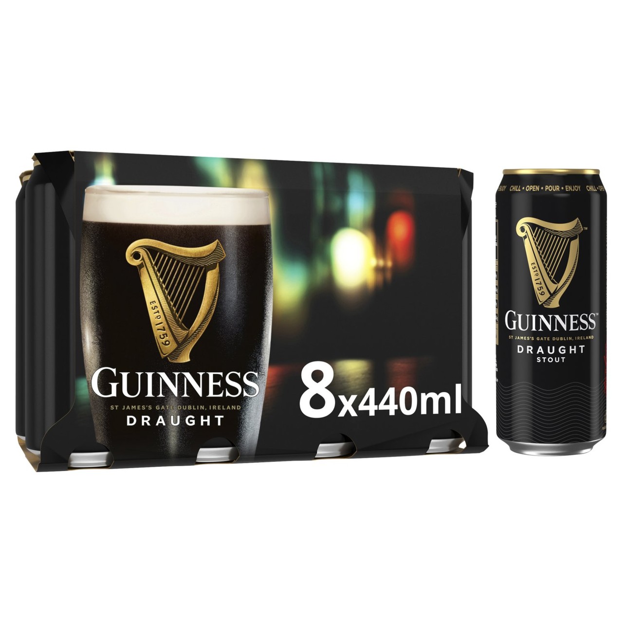 Guinness Draught Stout Beer 4.1% vol Cans 8x440ml