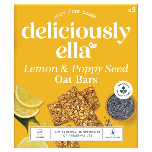 Deliciously Ella Lemon & Poppy Seed Oat Bars Multipack 3x50g