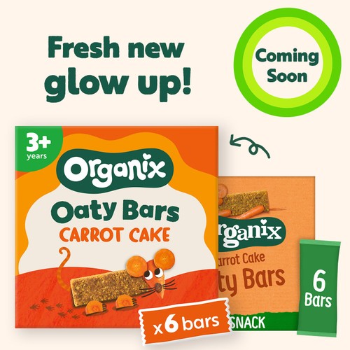 Organix Carrot Cake Oaty Bars Organic Toddler Snacks Multipack 6x23g