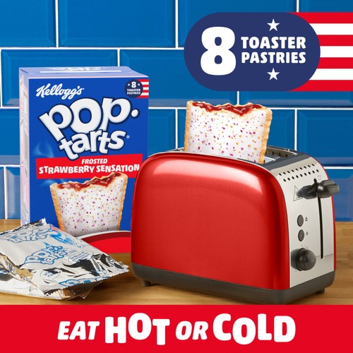 Kellogg's Pop Tarts Strawberry Sensation Pastry Snacks 8 x 48g