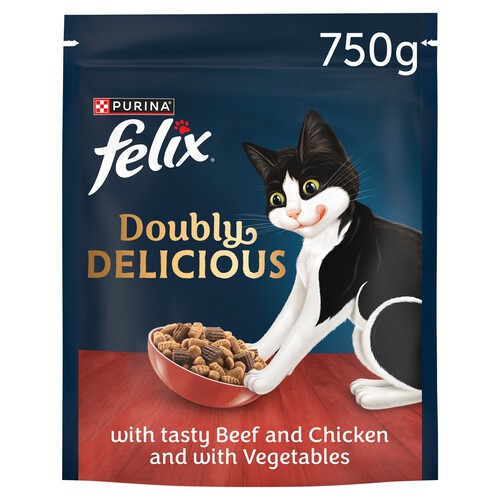 Felix Doubly Delicious Beef Chicken & Vegetables Dry Cat Food